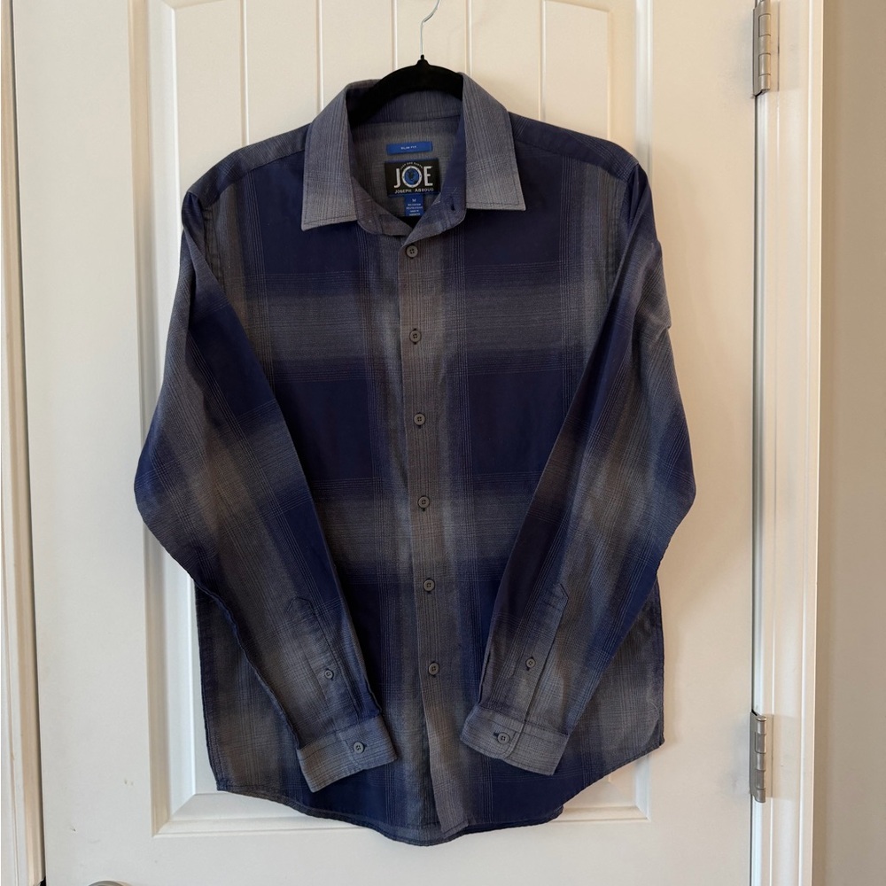 Joseph Abboud Navy and Gray Plaid Shirt